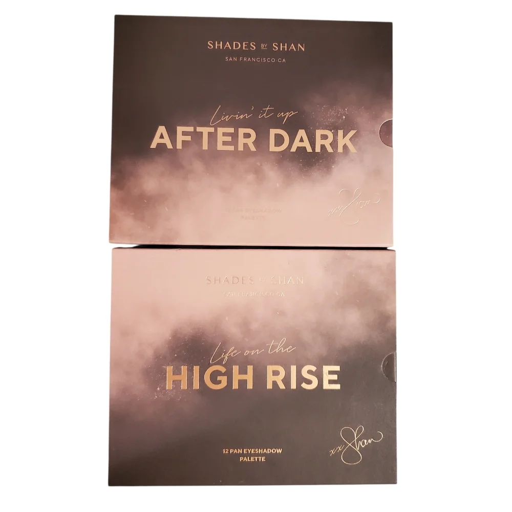 NIB Shades by Shan High Rise & After Dark 12 Shade Eyeshadow Palettes‎ 24 Colors
